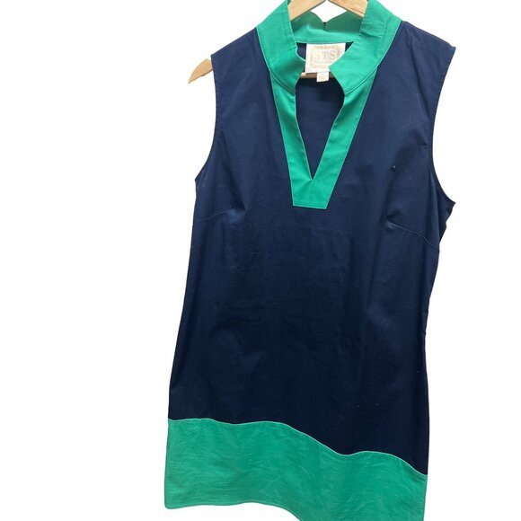 STS Sail to Stable Blue with Green Shift Tunic Dress - Picture 3 of 8